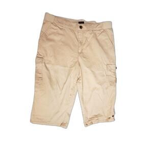 Lee Flex To Go Capri Elastic Waist Cuffed Tan Cargo Pockets Women's 16 Pants